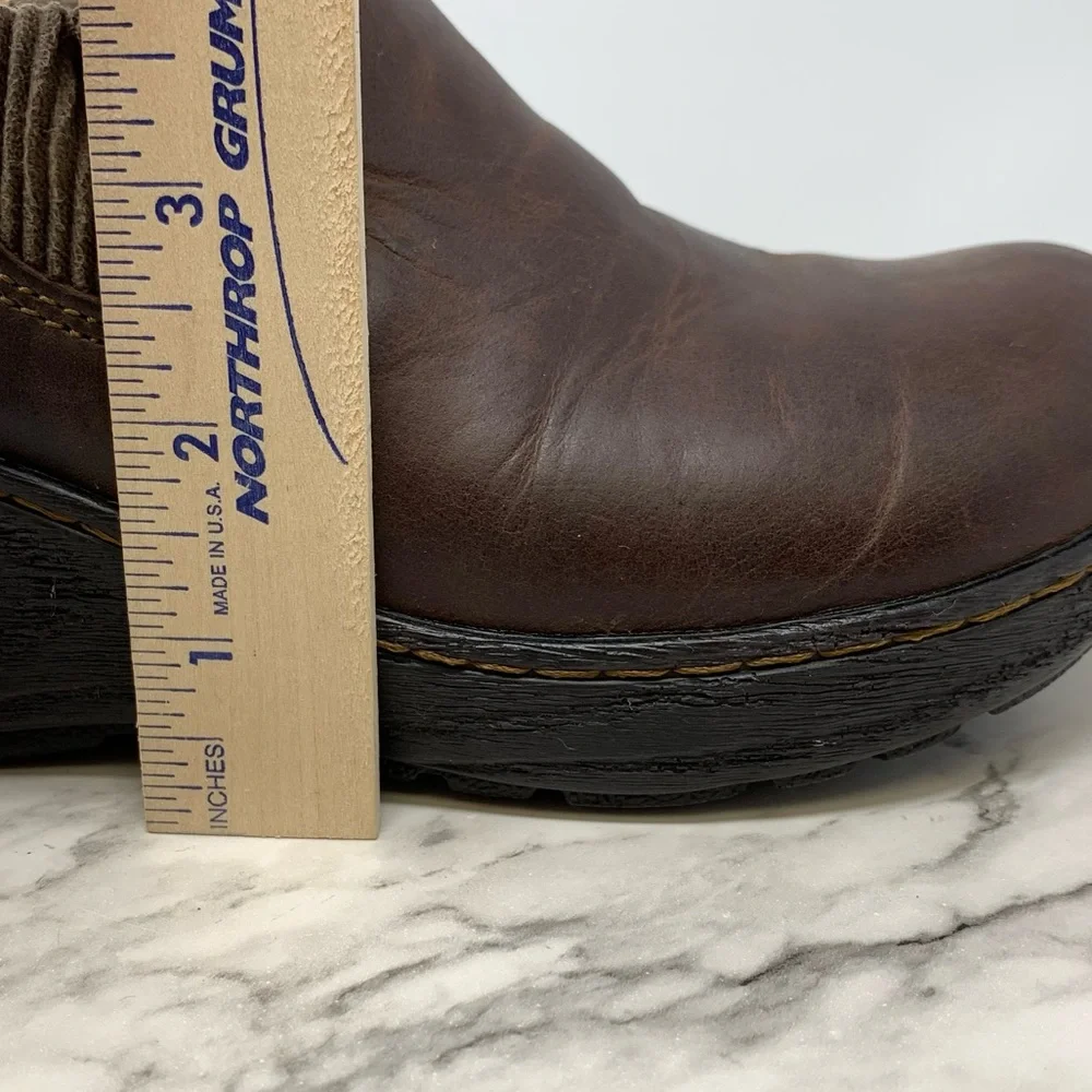B.O.C. By Born Stefana Oiled Brown Leather Comfort Booties 6.5 Earthy Classic